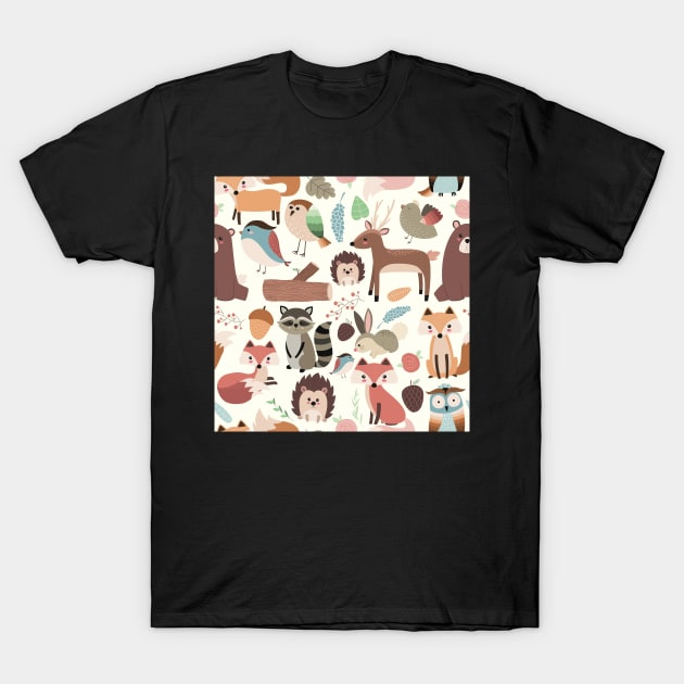 Woodland Animals T-Shirt by NattyDesigns